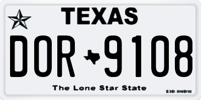 TX license plate DOR9108