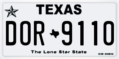 TX license plate DOR9110