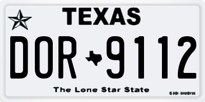 TX license plate DOR9112