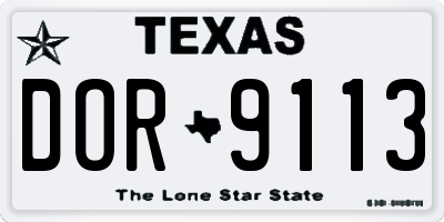 TX license plate DOR9113