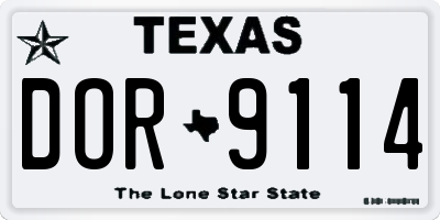 TX license plate DOR9114