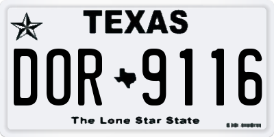 TX license plate DOR9116