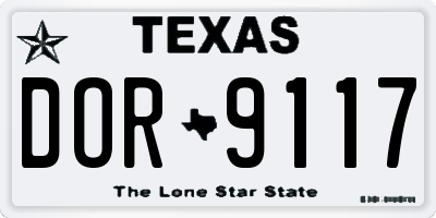 TX license plate DOR9117