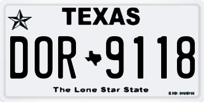 TX license plate DOR9118