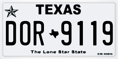 TX license plate DOR9119
