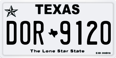 TX license plate DOR9120