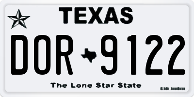 TX license plate DOR9122