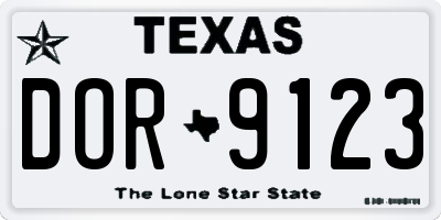 TX license plate DOR9123