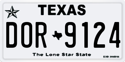 TX license plate DOR9124