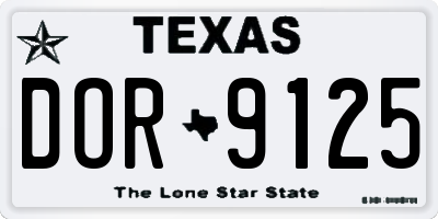 TX license plate DOR9125