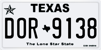 TX license plate DOR9138