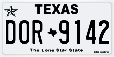 TX license plate DOR9142