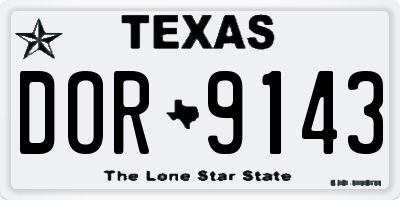 TX license plate DOR9143