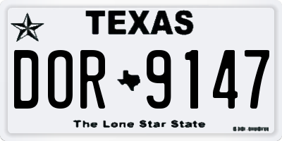 TX license plate DOR9147