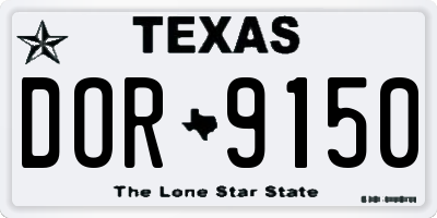 TX license plate DOR9150
