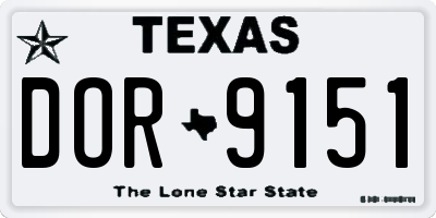 TX license plate DOR9151