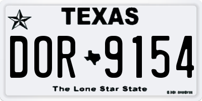 TX license plate DOR9154