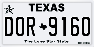 TX license plate DOR9160