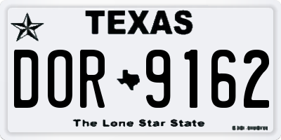 TX license plate DOR9162