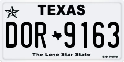 TX license plate DOR9163