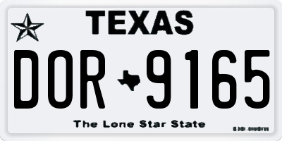 TX license plate DOR9165