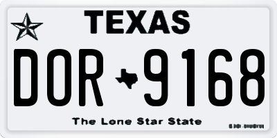 TX license plate DOR9168