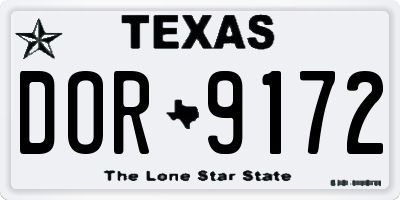 TX license plate DOR9172