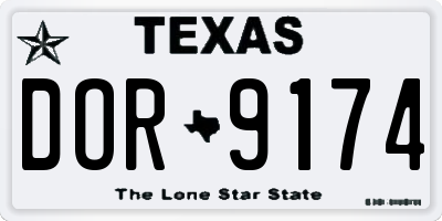 TX license plate DOR9174