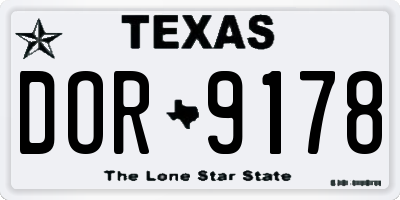 TX license plate DOR9178
