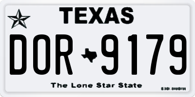 TX license plate DOR9179