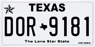 TX license plate DOR9181