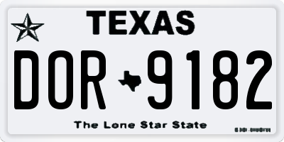 TX license plate DOR9182