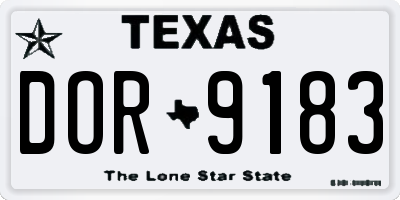 TX license plate DOR9183