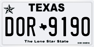 TX license plate DOR9190