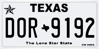 TX license plate DOR9192
