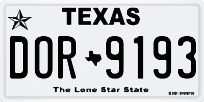TX license plate DOR9193