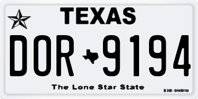 TX license plate DOR9194
