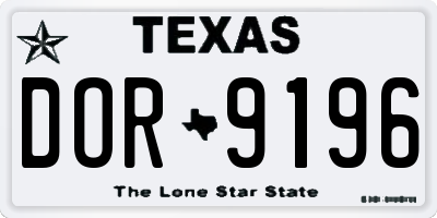 TX license plate DOR9196