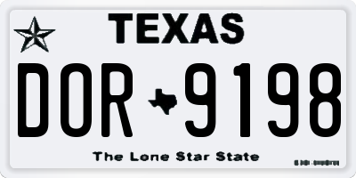 TX license plate DOR9198
