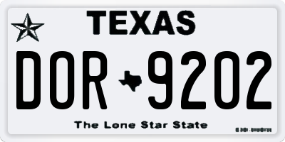 TX license plate DOR9202