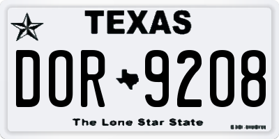 TX license plate DOR9208