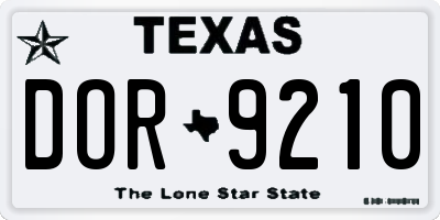 TX license plate DOR9210