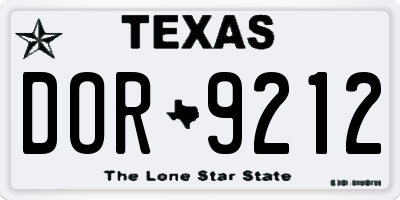 TX license plate DOR9212