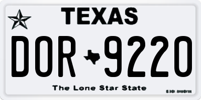 TX license plate DOR9220