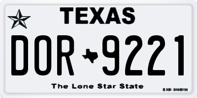 TX license plate DOR9221