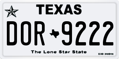 TX license plate DOR9222