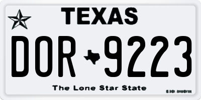 TX license plate DOR9223