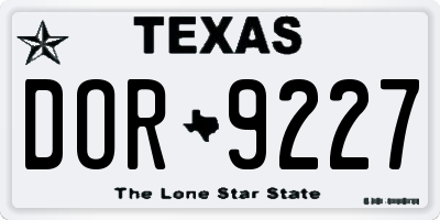 TX license plate DOR9227