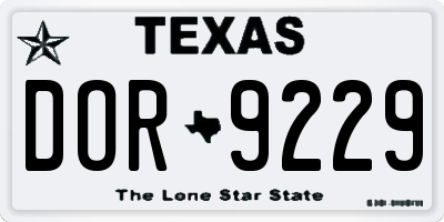 TX license plate DOR9229