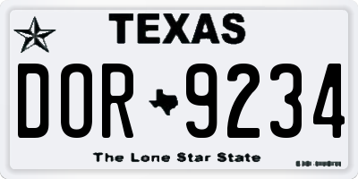 TX license plate DOR9234